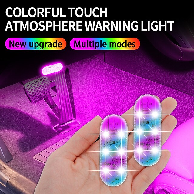  سيارة تعمل باللمس الاستشعار USB LED أضواء داخلية LED مصباح متعدد الألوان مصباح سقف السيارة أضواء القراءة سقف السيارة الإضاءة الداخلية