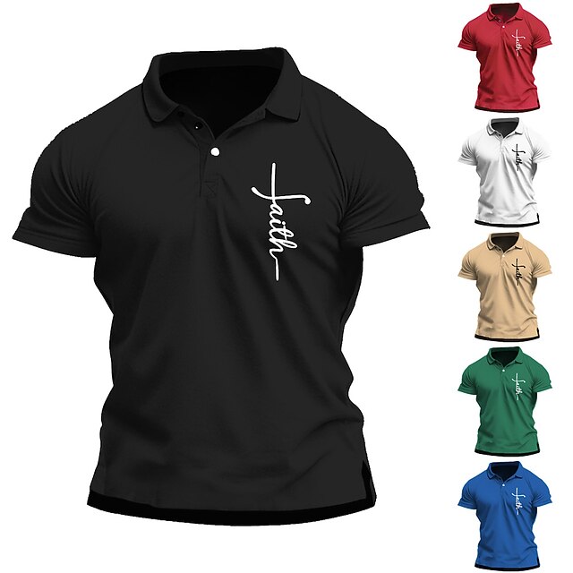 Men's Polo Shirt Lapel Polo Graphic Polo Button Up Polos Cotton Polo