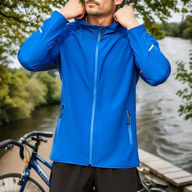  Men's Cycling Jacket Windbreaker Softshell Jacket Windproof Breathable Quick Dry Comfortable Bike Raincoat Top Black White Blue Bike Wear