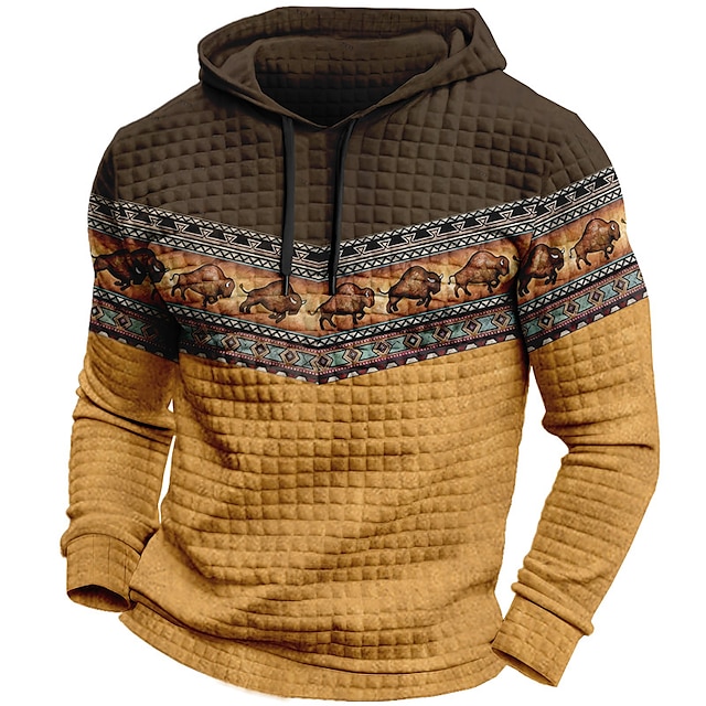 Color Block Cow Men's Daily 3D Print Pullover Holiday Going out ...