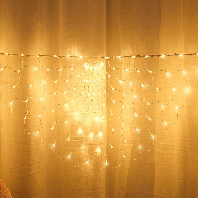  Pfau-LED-Netzlicht für den Außenbereich, Mesh-Licht, 3 m, 424 LEDs, 3 Stück, Fenstervorhang-Lichterkette für Hintergrundwand, Weihnachtsfee, Urlaubslicht, EU-US-AU-UK-Stecker