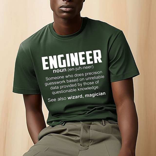  Engineers Day Engineer: The Ultimate Guide Mens Graphic Shirt Letter Prints Black White Dark Green Tee Cotton Blend Classic Casual Short Sleeve Comfortable Someone Who Does Precision Guesswork Based U