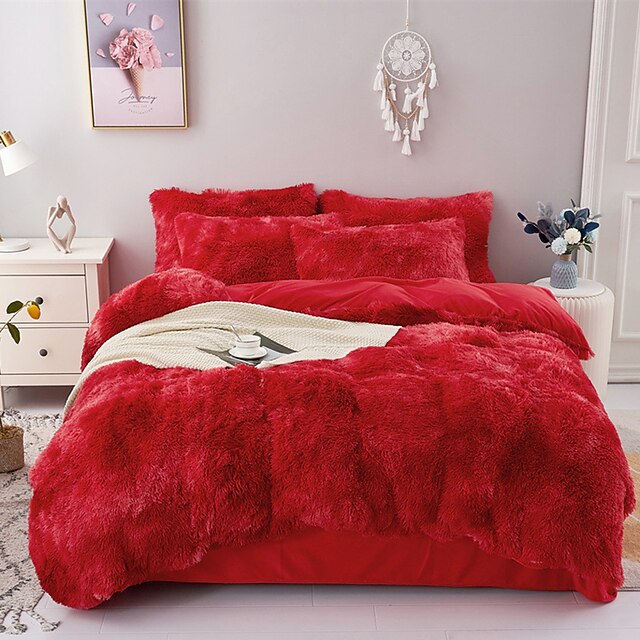 ThreePiece Plush Mink Velvet Bedding Set Warm Milk Velvet Pure Color
