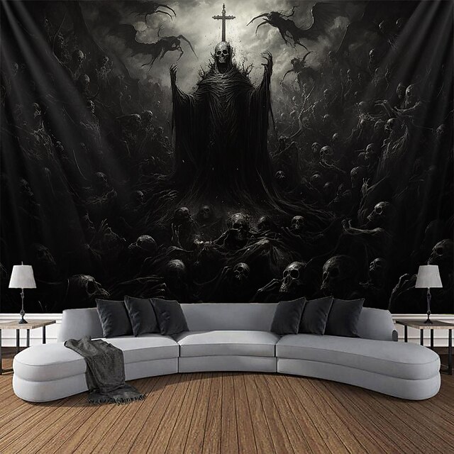 Halloween Horror Skulls Hanging Tapestry Wall Art Large Tapestry Mural Decor Photograph Backdrop Blanket Curtain Home Bedroom Living Room Decoration Skull Death Halloween Decorations 8