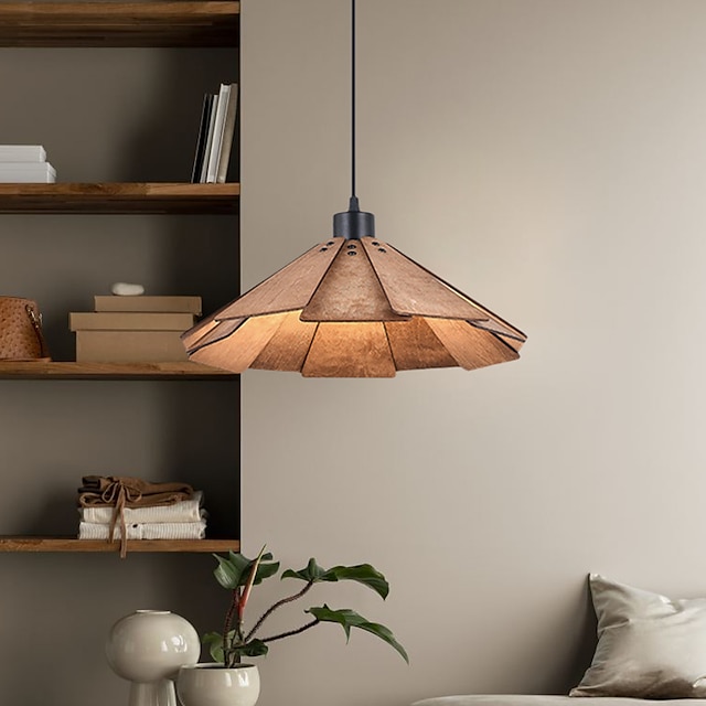  moderne hængelampe geometrisk pendel skærm naturligt træ korridorbelysning lysekrone loftslampe til soveværelse køkkenø stuehus 110-240v