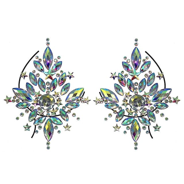  Un par de palos de tatuaje de diamantes de resina, maquillaje de rendimiento, barra de diamantes, decoración de pecho para fiesta de carnaval