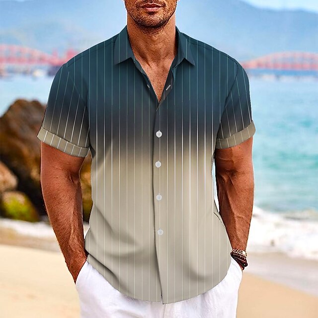ZSBAYU Camisa De Vestir Con Botones A Rayas Verticales Para Hombre, Manga Larga, Casual, Cómodo, Ajuste Delgado, Elástico De Negocios, Solapa, Negro, L