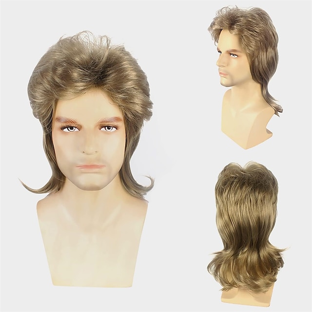  Blonde Vokuhila-Perücken für Männer, 70er-80er-Jahre-Joe-Dreck-Perücke, Halloween-Kostüm, Party-Accessoire