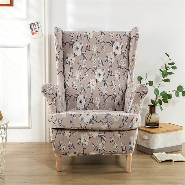 Floral Wingback Chair Cover Wing Chair Slipcovers Spandex Stretch