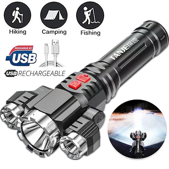  lampe de poche led super brillante lampe de poche tactique rechargeable usb torche de chasse projecteur de camping d'urgence en plein air
