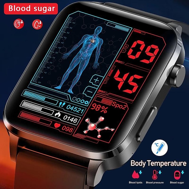 2023 új vércukorszint okosóra férfi egészség pulzusszám vérnyomás sport okosóra női vércukormérő óra Android iphone-ra