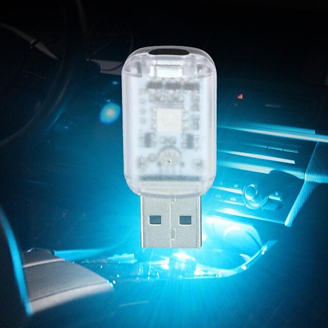  Colorful Car USB Lights Interior Atmosphere Lights Mini Touch Key Ambient Lights Plug and Play