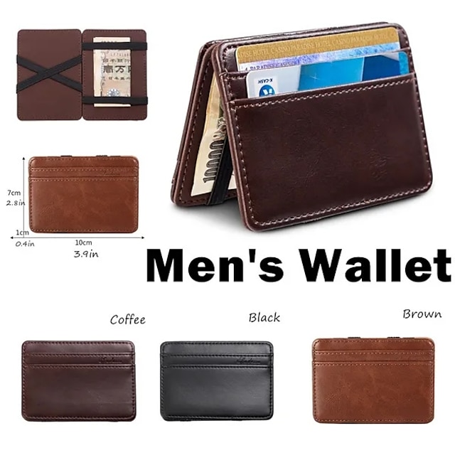  Clipe de dinheiro mágico de couro carteira masculina id porta-cartão de crédito