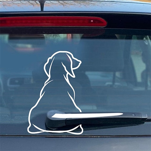  Autocollant de verre arrière de chien mignon de dessin animé, autocollant de voiture
