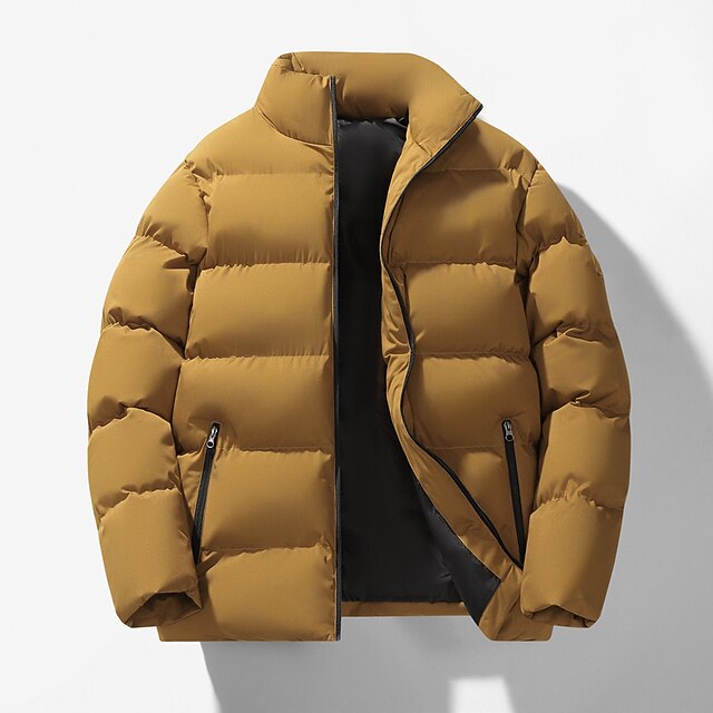 Men's Puffer Jacket Padded Zipper Pocket Office & Career Date Casual