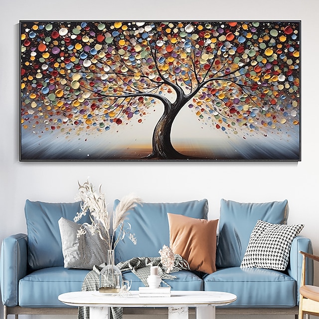  Hand Painted Wall Art Abstract Colorful Tree Canvas Oil Painting Handmade Textured Landscape  Painting Hand Painted Forest painting Home Decoration Decor Rolled Canvas