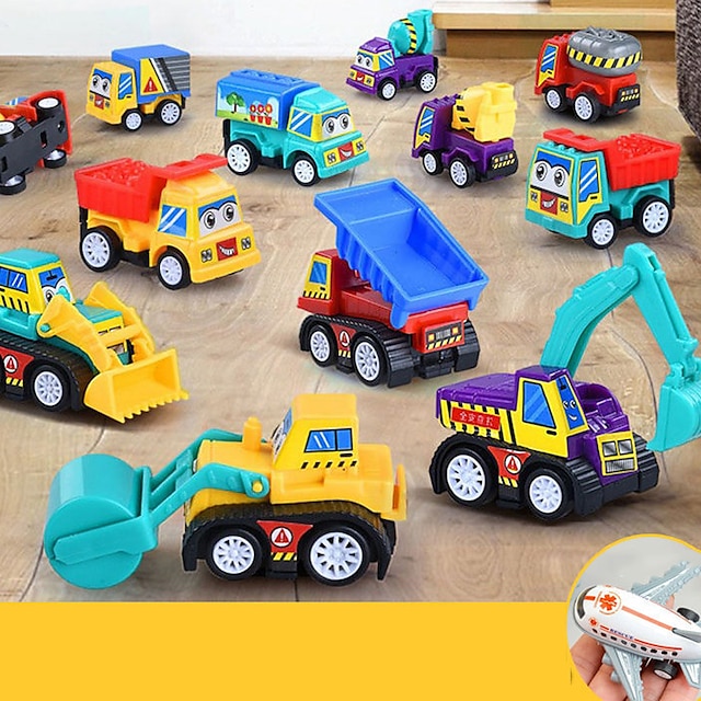  20 pezzi di giocattoli per auto per bambini, inerzia di rimbalzo, set di giocattoli per auto di ingegneria, biglietto d'ingresso per piccola auto giocattolo di rimbalzo per bambini