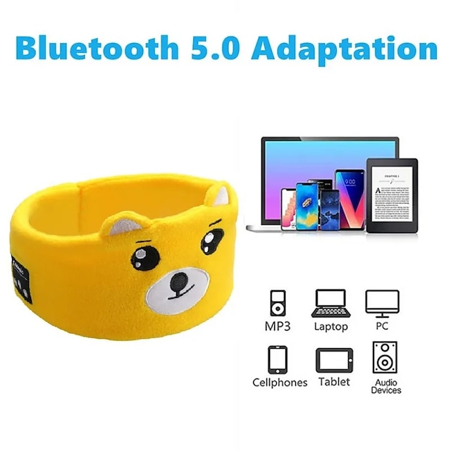  Weiche, elastische, bequeme, kabellose Musik-Kopfhörer für Kinder, Tier-Schlafkopfhörer, Augenmaske, Bluetooth v5.0 Kopfhörer-Stirnband