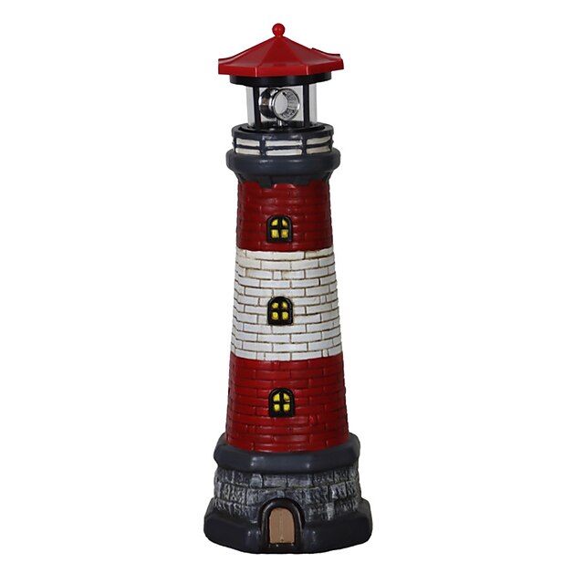 Vintage Lighthouse Outdoor Garden Waterproof Solar Resin Lighthouse ...