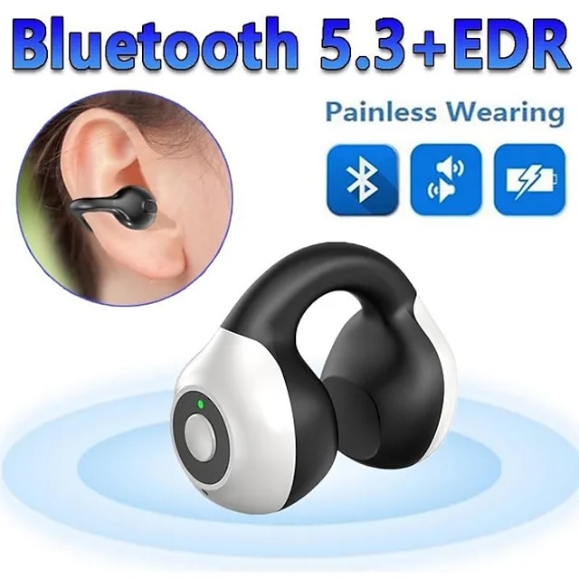  1 auricular de botón inalámbrico bluetooth5.3 con clip para la oreja, sin dolor, con micrófono