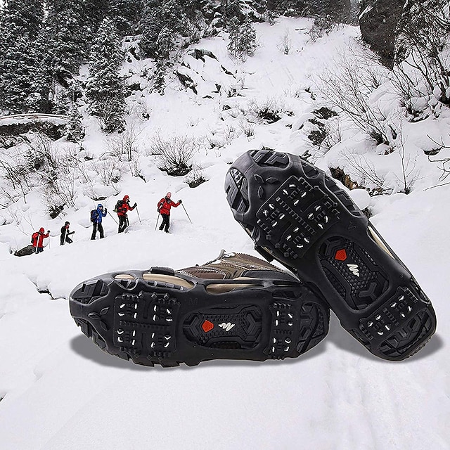  24 דוקרנים שיניים כיסויי נעליים נגד החלקה - מושלם עבור מתיחה בחורף והליכת שלג בחוץ