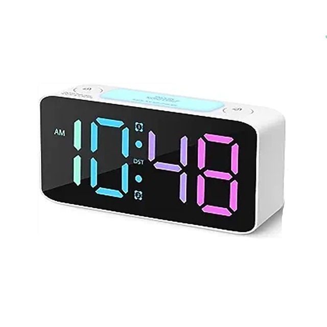  superhög väckarklocka för tunga sovande vuxna digital klocka med 7 färger nattljusjusterbar volymdimmerusb-laddare små klockor för sovrumsok att vakna för barn