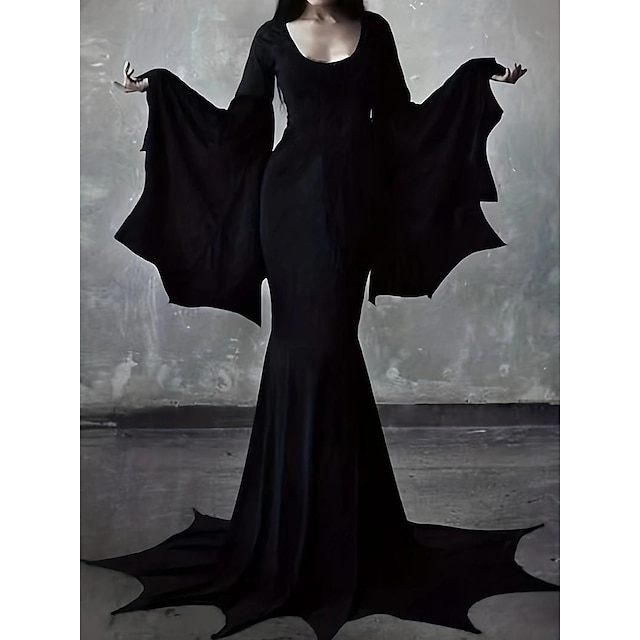  Familie Addams Hexe Morticia Addams Kleid Halloween-Kleid Erwachsene Damen Punk & Gothic Party / Abend Halloween Karneval Einfache Halloween-Kostüme