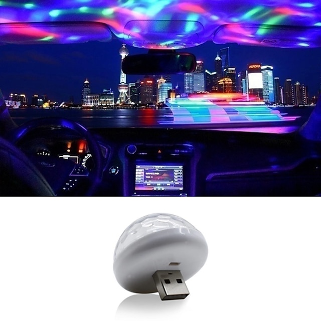  マルチカラー LED カースタープロジェクターミニ USB ライトインテリアアンビエント照明キット雰囲気ライトネオンランプ