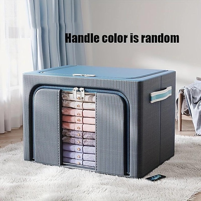  1pc Large Capacity Clothes Storage Box, Dustproof Clothing Quilt Organizer, Foldable Container For Dorm, Home