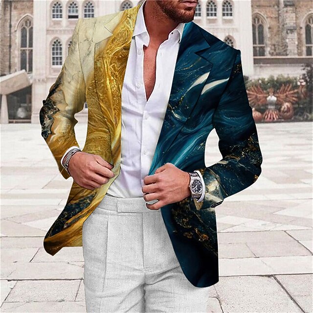 Men's Gradual Long Sleeve Turndown Fashion Streetwear Business Work Wear to work Going out Buttons Print4