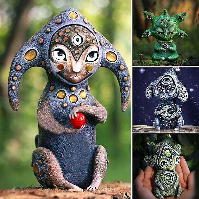 Funny Resin Figurines Space Alien Garden Decoration Statue Fantasy World Decoration Villa Home Decor Figurines Decoartion Crafts 10