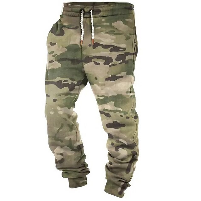  Camouflage Camo / Camouflage Casual 3D Print Men's Outdoor Street Casual Daily Sweatpants Joggers Pants Trousers Polyester Green Khaki Gray S M L Mid Waist Elasticity Pants