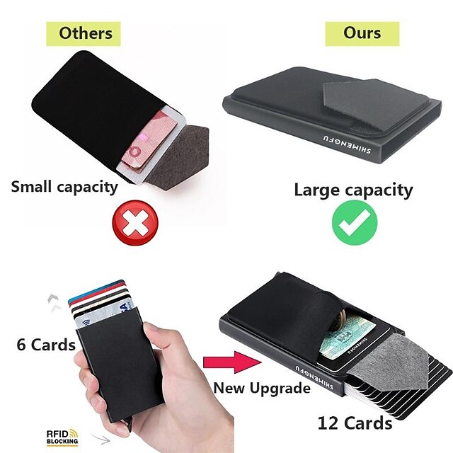 1 Pc Slim Aluminum Wallet Credit Card Holder RFID Wallet Metal Thin ...