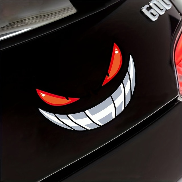  ¡2 piezas hacen que tu auto se destaque con calcomanías de expresión de ojos de demonio!