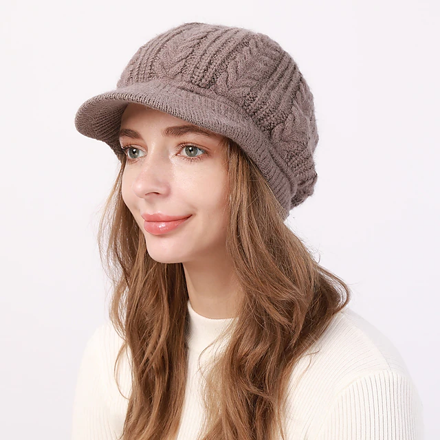 Women's Slouchy Beanie Hat Beret Hat Home Daily Holiday Solid / Plain Color Knit Casual Nordic Style Casual / Daily 1 pcs 7