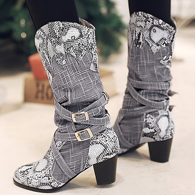 Women's Boots Cowboy Boots Plus Size Cowgirl Boots Outdoor Daily Floral Knee High Boots Winter