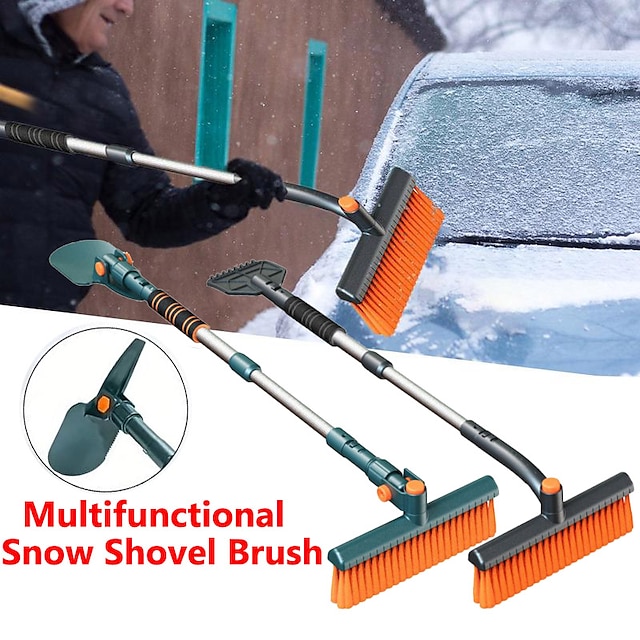  Cepillo pala de nieve telescópico raspador de hielo para coche escoba de nieve multifuncional pala de deshielo para coche limpieza de nieve herramientas de limpieza de nieve de invierno para