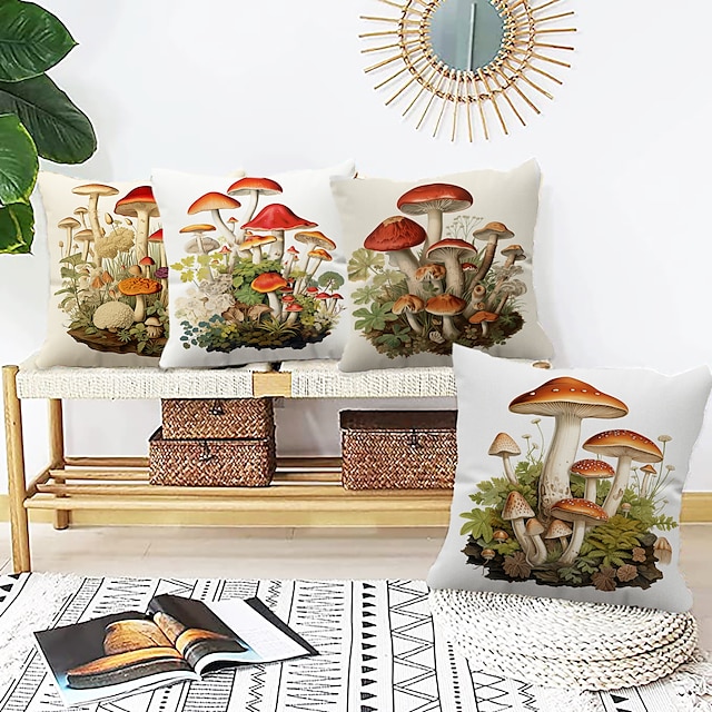  gombás kétoldalas párnahuzat 1db virágos növény puha dekoratív négyzet alakú párnahuzat párnahuzat hálószoba nappali kanapé kanapé fotel