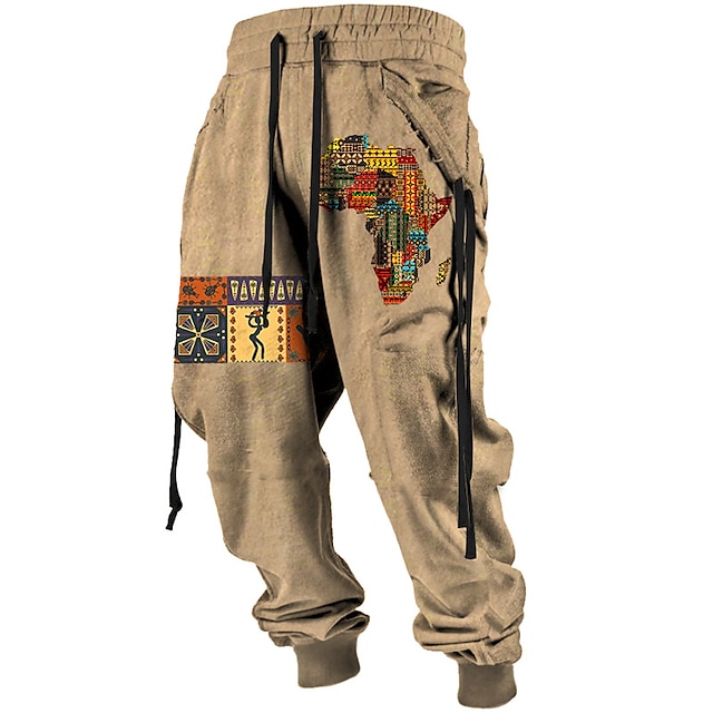 Tribal Bandana Print Vintage 3D Print Men's Outdoor Street Casual Daily Sweatpants Pants Trousers Polyester Black Red Blue S M L Mid Waist Elasticity Pants