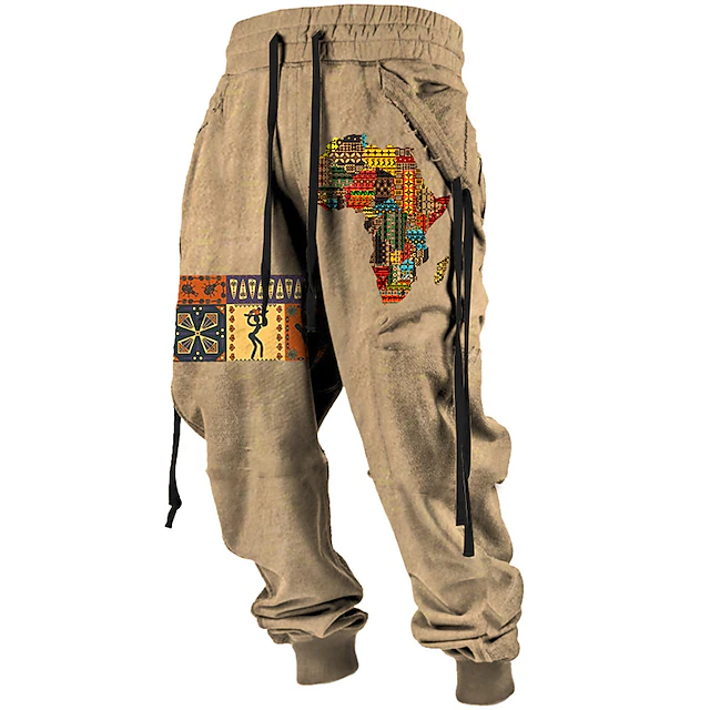 Independence Day Mens Graphic Pants Tribal Bandana Print Vintage 3D Sweatpants Trousers Outdoor Street Casual Daily Polyester Black Red Blue Mid Waist Elasticity Vavavava Harem Brown Cotton Africa 7