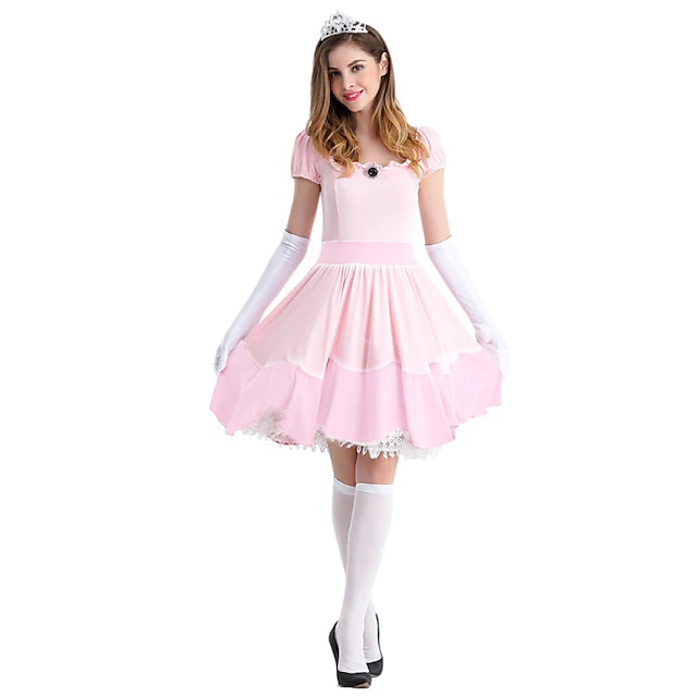 Princess Peach Super Brothers Cosplay Costume Halloween Group Couples ...