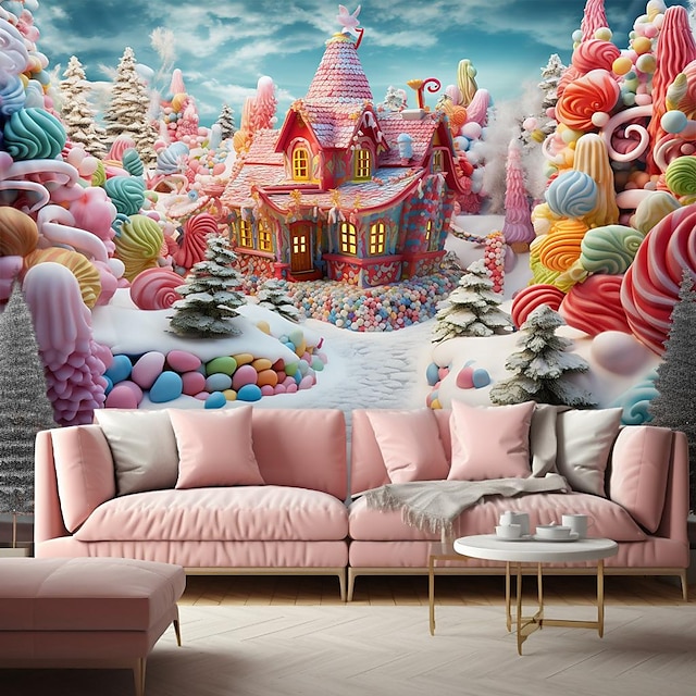  Candyland House Hanging Tapestry Wall Art Large Tapestry Mural Decor Photograph Backdrop Blanket Curtain Home Bedroom Living Room