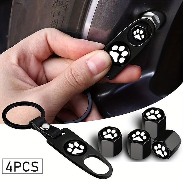  犬の足タイヤエアバルブキャップ 4 個 – 車、トラック、SUV、バイクにユニバーサルフィット & オートバイ