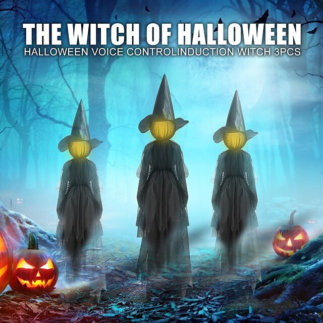  halloween dekoráció színes izzó 3db boszorkányok kézenfogva egyetlen szellemjelenet dekorációs kellékek