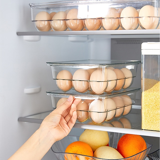  1 suport transparent pentru ouă pentru animale de companie cu 12/14 compartimente, container pentru depozitarea ouălor, depozitare în frigider, capacitate mare, cutii de depozitare pentru proaspete cu