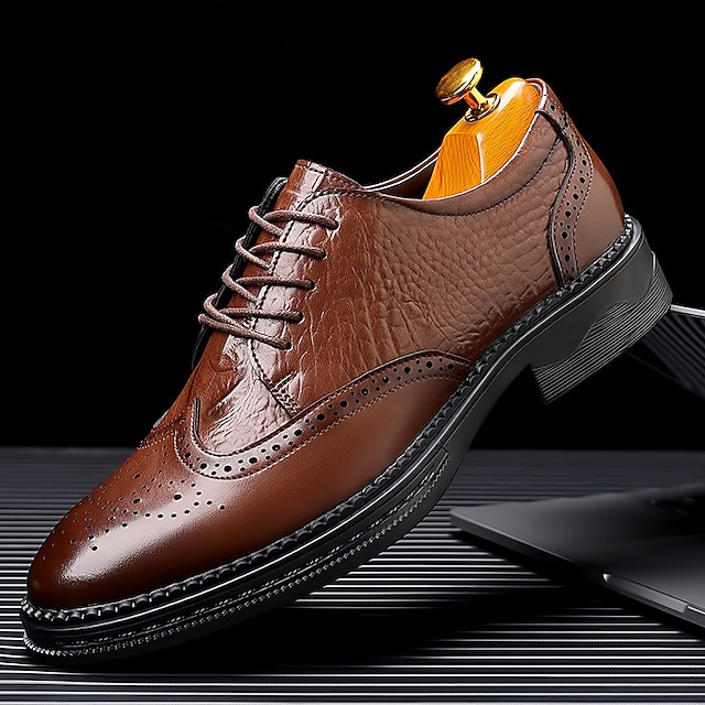  Miesten Oxford-kengät Derby-kengät Muodolliset kengät Bullock kengät Juhlakengät Vintage Liiketoiminta Häät Juhlat Nahka Kulutuskestävyys Nauhat Musta Ruskea Kesä Kevät Syksy