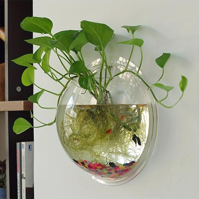  ingyenes lyukasztó hidroponikus növénytartó, lakberendezési edény falra akasztható buborék akvárium tál akvárium akvárium otthoni miniedény (növény nélkül)