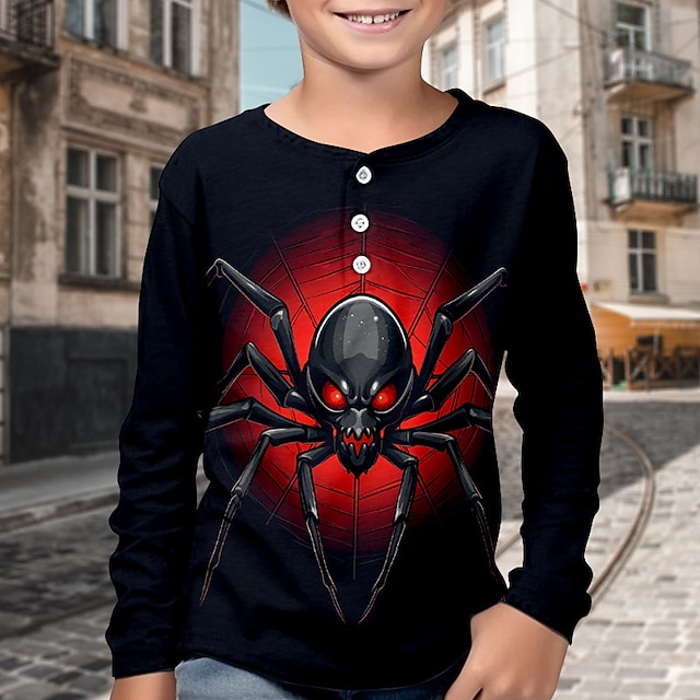  garçons 3d spider henley chemise à manches longues impression 3d automne sports d'hiver mode streetwear polyester enfants 3-12 ans col rond extérieur décontracté quotidien coupe régulière