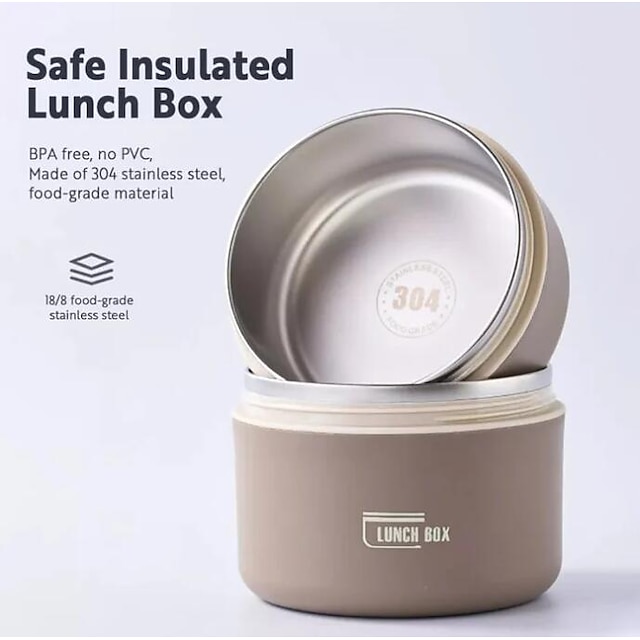 Insulated Lunch Box, Bento Box, Portable Insulated Lunch Container,  Stackable Leakproof Stainless Steel Food Container, For Teenagers  School,Canteen, Back School 2024 - $22.99