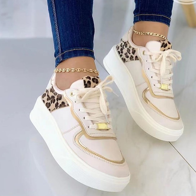  Women's Sneakers Canvas Shoes White Shoes Plus Size Platform Sneakers Outdoor Daily Solid Color Summer Wedge Heel Vintage Fashion Casual Running Canvas Lace-up Black White Beige